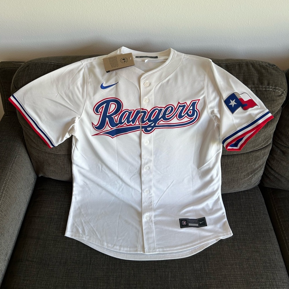 Nike Authentic Texas Rangers MLB Baseball White Jersey Men’s Sz: Medium - Picture 2 of 6